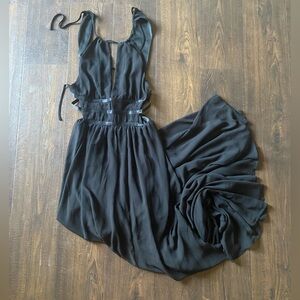 express maxi halter lace up sleeveless polyester black dress women’s XS